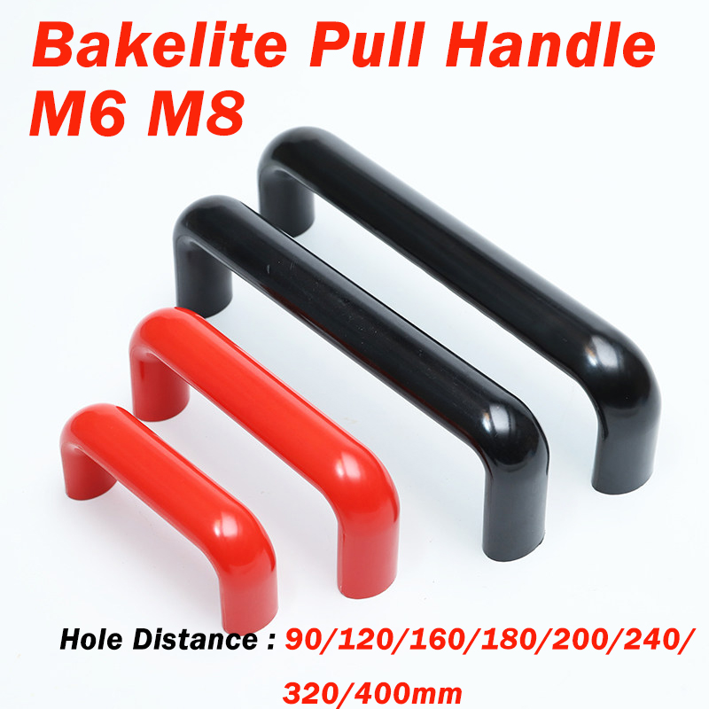 Furniture Hardware Black - Pegangan Bakelite Oval Merah/Hitam 90~400mm Pegangan
