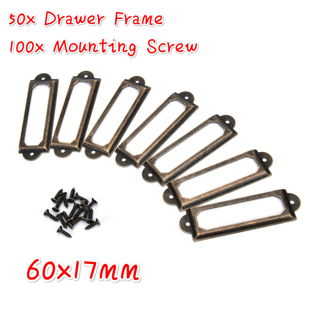 Furniture Hardware Names - 50Pcs Antik Kuningan Logam Label Pull