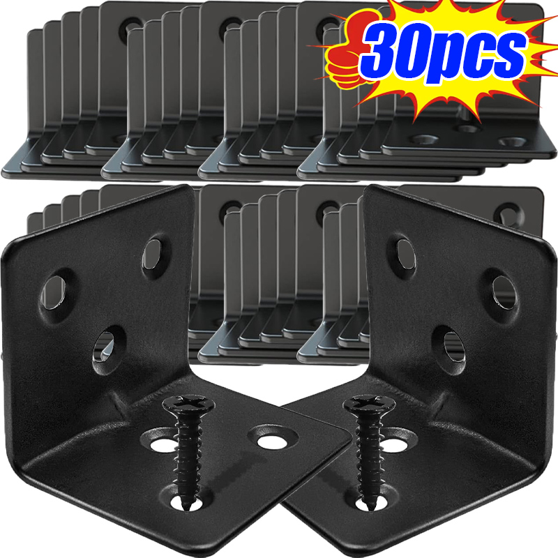 Furniture Hardware Black - 10/30 Buah Hitam Berbentuk L Sudut