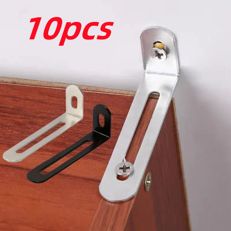 Furniture Hardware Black - 10 Buah Braket Sudut Dapat Disesuaikan
